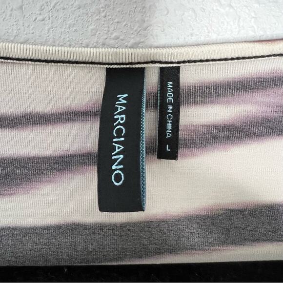 Marciano Cream & Brown Tiger Stripe Long Sleeve Bodycon Dress Women's size L - Picture 4 of 6